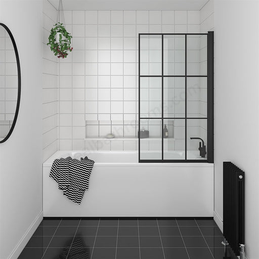 Essential Designer Matrix 1400mm x 800mm x 5mm Bath Screen - Matt Black - Unbeatable Bathrooms