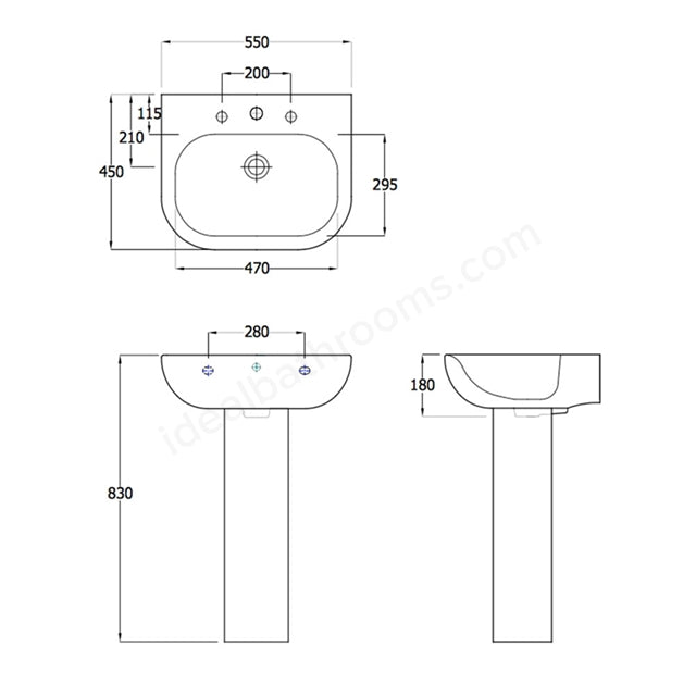 Essential Lily 55cm 1 Tap Hole Basin - Unbeatable Bathrooms