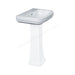 Essential Iris Pedestal Basin Only, 550mm Wide, 2 Tap Holes - White - Unbeatable Bathrooms