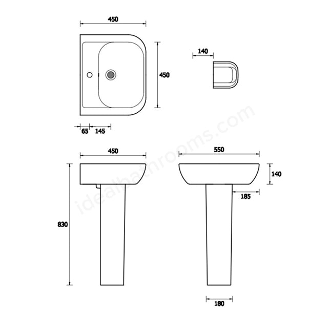 Essential Fuchsia 550mm Basin and Pedestal - Unbeatable Bathrooms