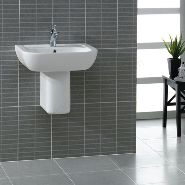 Essential Fuchsia 550mm Basin and Pedestal - Unbeatable Bathrooms