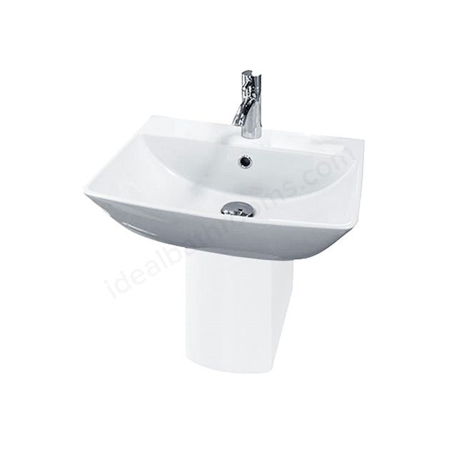 Essential Jasmine 50cn Basin I Tap Hole and Pedestal - Unbeatable Bathrooms