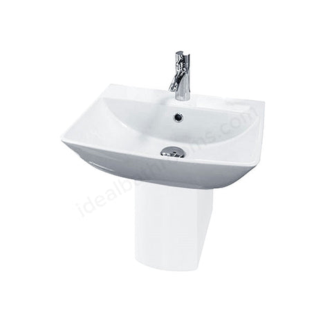 Essential Jasmine 50cn Basin I Tap Hole and Pedestal - Unbeatable Bathrooms