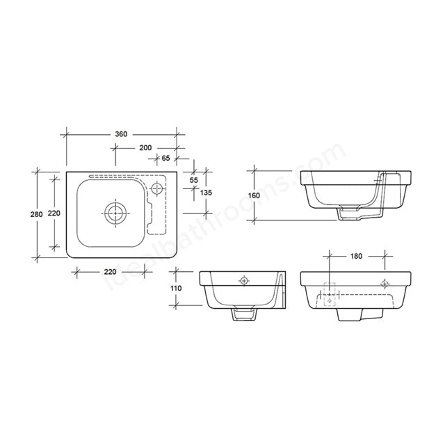Essential IVY 36cm Slimline Basin 1Tap Hole - Unbeatable Bathrooms