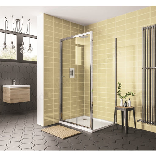 Essential Spring8 8mm Glass Sliding Shower Door Only - Unbeatable Bathrooms