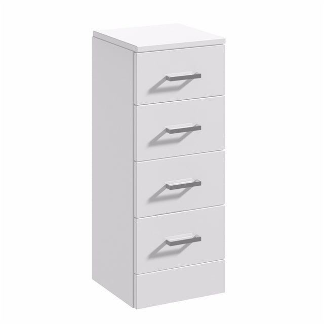 Essential Alaska White 350mm x 300mm Deep 4 Drawer Unit - Unbeatable Bathrooms