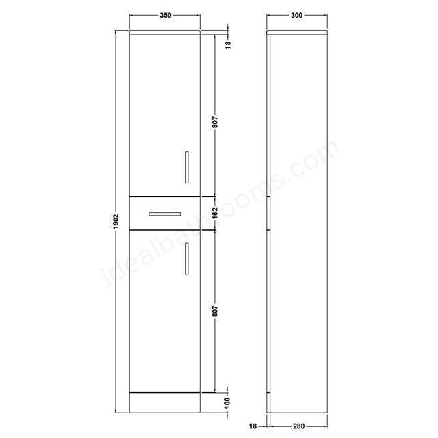 Essential Alaska 350mm x 300mm Tallboy Unit - Unbeatable Bathrooms