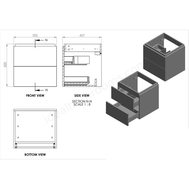 Essential Dakota Wall Hung 2 Drawer Unit & Basin - Unbeatable Bathrooms
