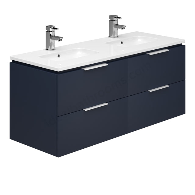 Essential Dakota 1200mm Wall Hung 4 Drawer Unit & Double Basin - Unbeatable Bathrooms