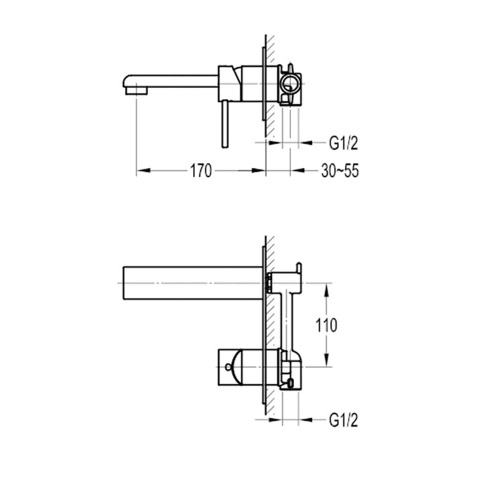 Flova Essence Concealed Basin Mixer with Slotted Clicker Waste Set - Unbeatable Bathrooms