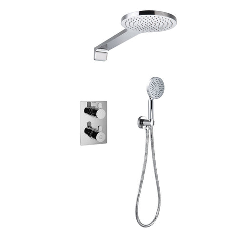 Flova Essence Thermostatic 2-Outlet Shower Valve with Fixed Head and Handshower Kit - Unbeatable Bathrooms