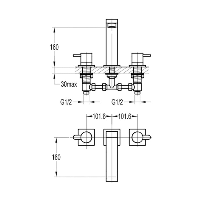 Flova Essence 3-Hole Deck Mounted Bath Filler - Unbeatable Bathrooms