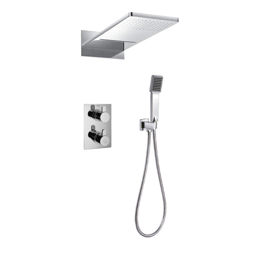 Flova Essence Thermostatic 3-Outlet Shower Valve with 2-Function Rainshower and Handshower Kit - Unbeatable Bathrooms