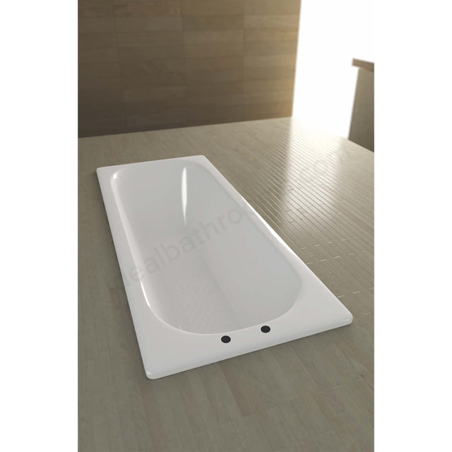 Essential Single Ended Steel No Anti-Slip Bath 2 Tap Holes White - Unbeatable Bathrooms