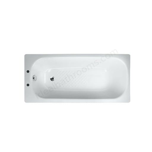 Essential Steel 1700mm x 700mm Single Ended Steel Anti-Slip Bath 2 Tap Holes White - Unbeatable Bathrooms