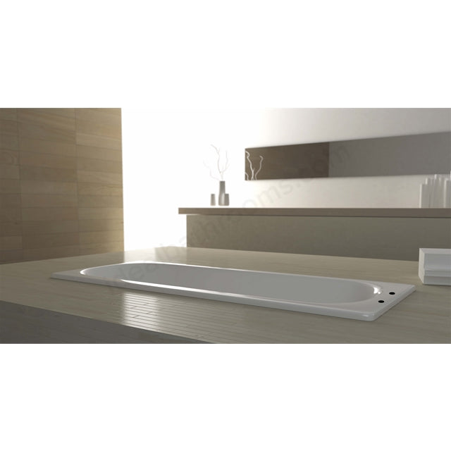 Essential Single Ended Steel Anti-Slip Baths With Grip Holes 2 Tap Holes White - Unbeatable Bathrooms