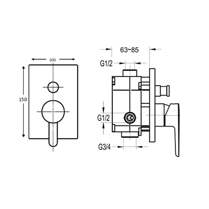 Flova Essence Concealed Manual Shower Mixer 2-Way Diverter with Smart Box - Unbeatable Bathrooms