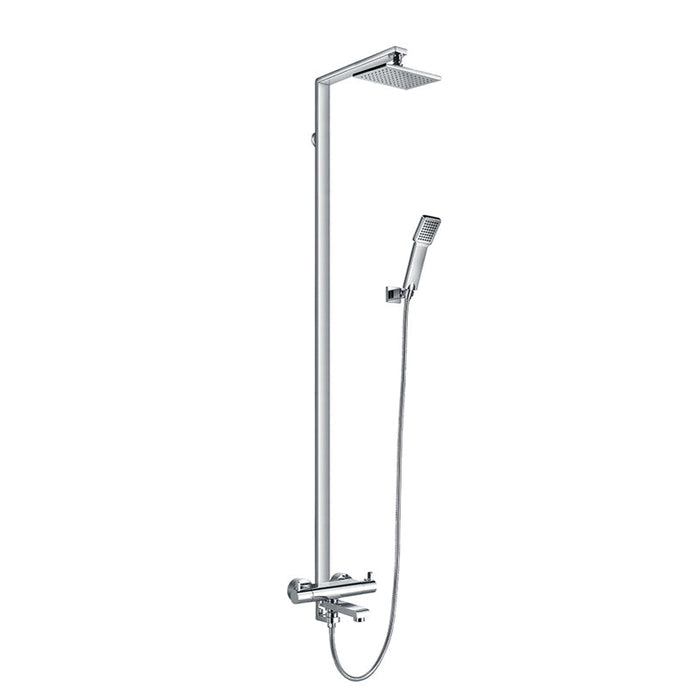 Flova Essence Thermostatic Exposed Shower Column with Hand Shower Set, Over Head Shower and Diverter Bath Spout - Unbeatable Bathrooms