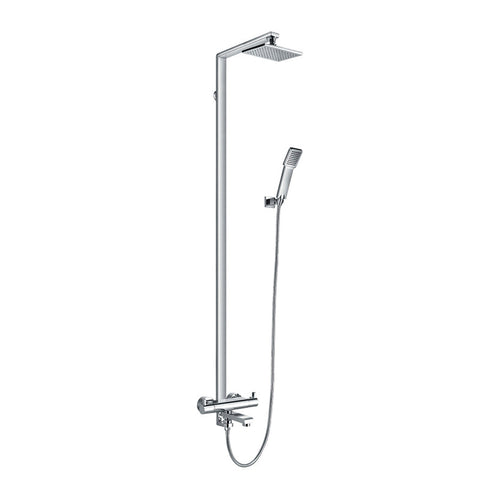 Flova Essence Thermostatic Exposed Shower Column with Hand Shower Set, Over Head Shower and Diverter Bath Spout - Unbeatable Bathrooms