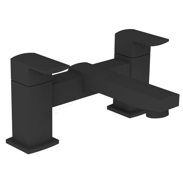 Essential Paron Matt Black Bath Filler 2 Tap Holes Matt Black - Unbeatable Bathrooms