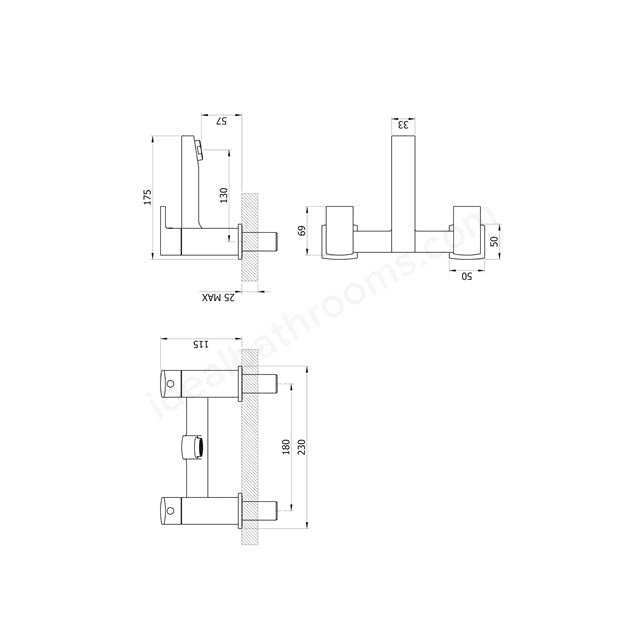 Essential Paron Matt Black Bath Filler 2 Tap Holes Matt Black - Unbeatable Bathrooms
