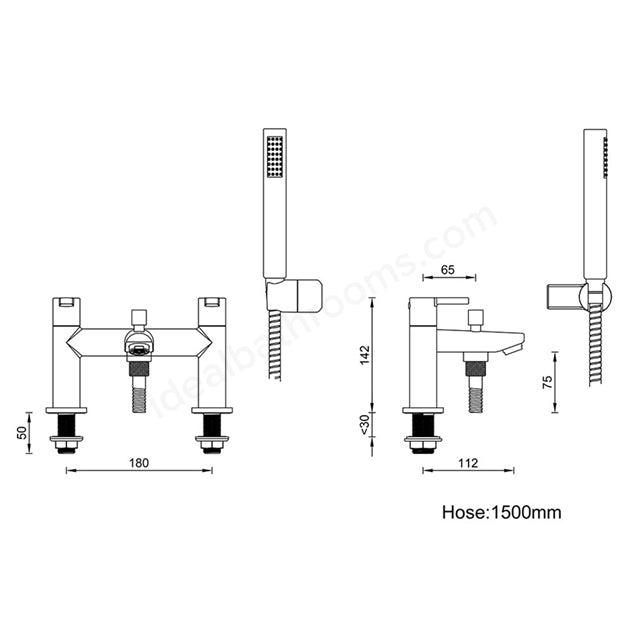 Essential Dawn 2 Hole Bath Shower Mixer Tap - Unbeatable Bathrooms