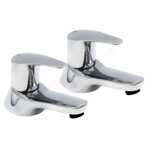 Essential Javary Basin Pillar Tap Pair 2 Tap Holes Chrome - Unbeatable Bathrooms