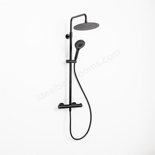 Essential Clever Urban Round External Thermostatic Shower Matt Black - Unbeatable Bathrooms