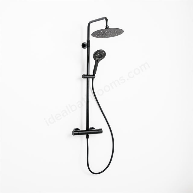 Essential Clever Urban Round External Thermostatic Shower Matt Black - Unbeatable Bathrooms