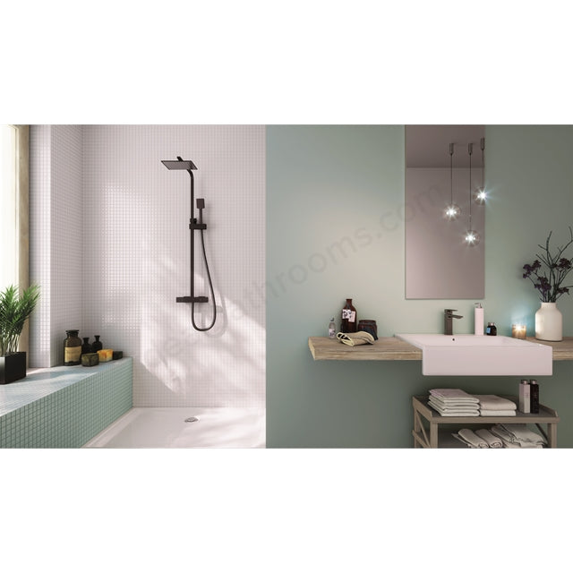 Essential Nine Xtreme Square External Thermostatic Shower - Matt Black - Unbeatable Bathrooms