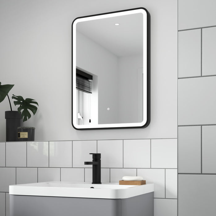 Nuie Hydrus LED Touch Sensor Mirror - Black Framed - Unbeatable Bathrooms