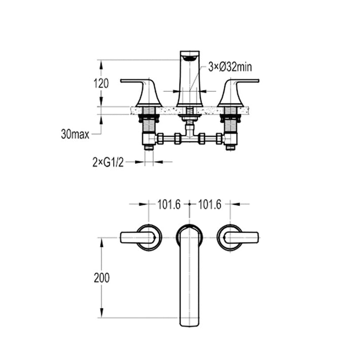 Flova Fusion 3-Hole Deck Mounted Bath Filler - Unbeatable Bathrooms