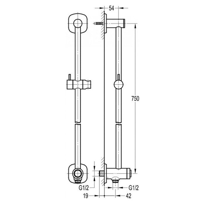 Flova Fusion Slide Rail Kit with Integral Goclick&reg; On/Off Control - Unbeatable Bathrooms