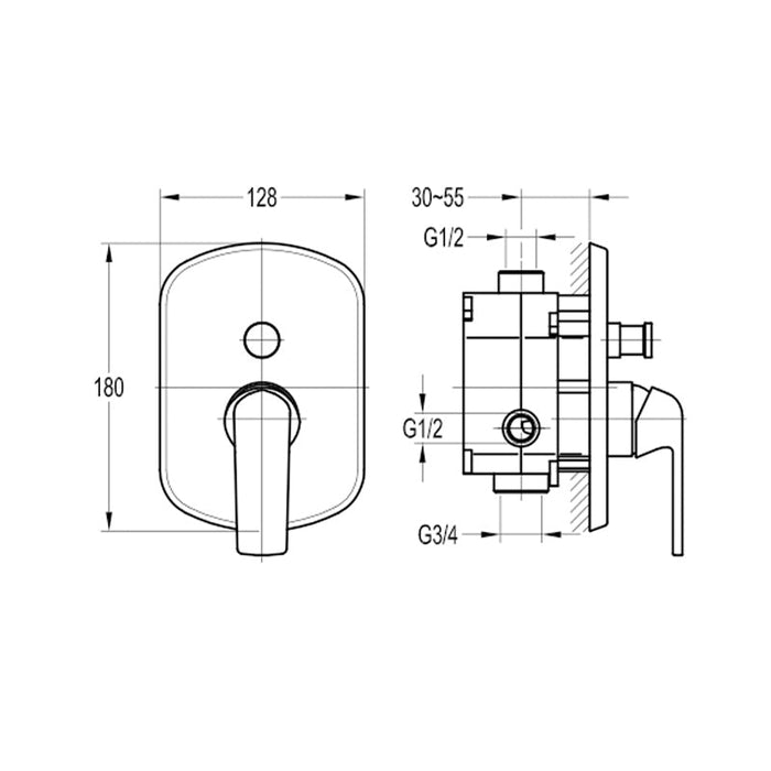 Flova Fusion Concealed 2-Outlet Manual Mixer - Unbeatable Bathrooms