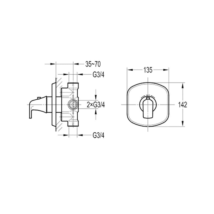 Flova Fusion Concealed Thermostatic Mixer Valve Only - Unbeatable Bathrooms