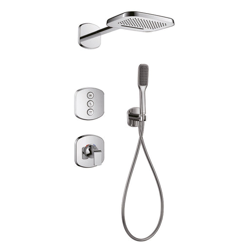 Flova Fusion Thermostatic Mixer with 3-Outlet Goclick&reg; Shower Valve, 2-Function Rainshower and Handshower Kit - Unbeatable Bathrooms