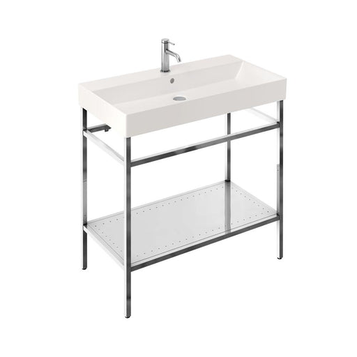 Britton Shoreditch 850mm Frame Furniture Stand & Basin - Polished Stainless Steel - Unbeatable Bathrooms