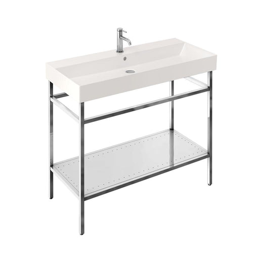 Britton Shoreditch 1000mm Frame Furniture Stand & Basin - Polished Stainless Steel - Unbeatable Bathrooms
