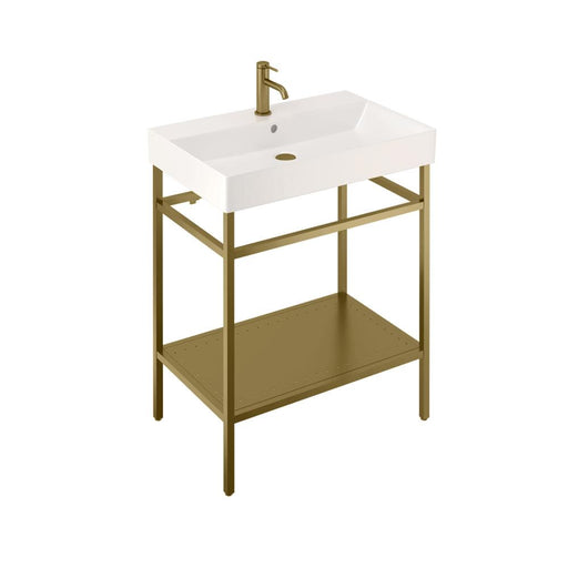 Britton Shoreditch 700mm Frame Furniture Stand & Basin - Brushed Brass - Unbeatable Bathrooms