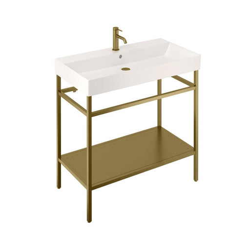 Britton Shoreditch 850mm Frame Furniture Stand & Basin - Brushed Brass - Unbeatable Bathrooms