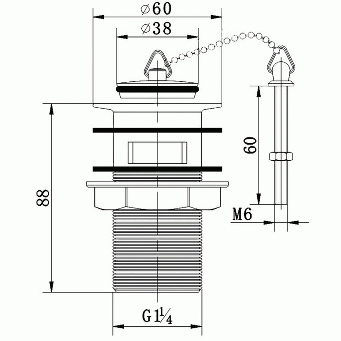 Flova Slotted Plug and Chain Basin Waste - Unbeatable Bathrooms