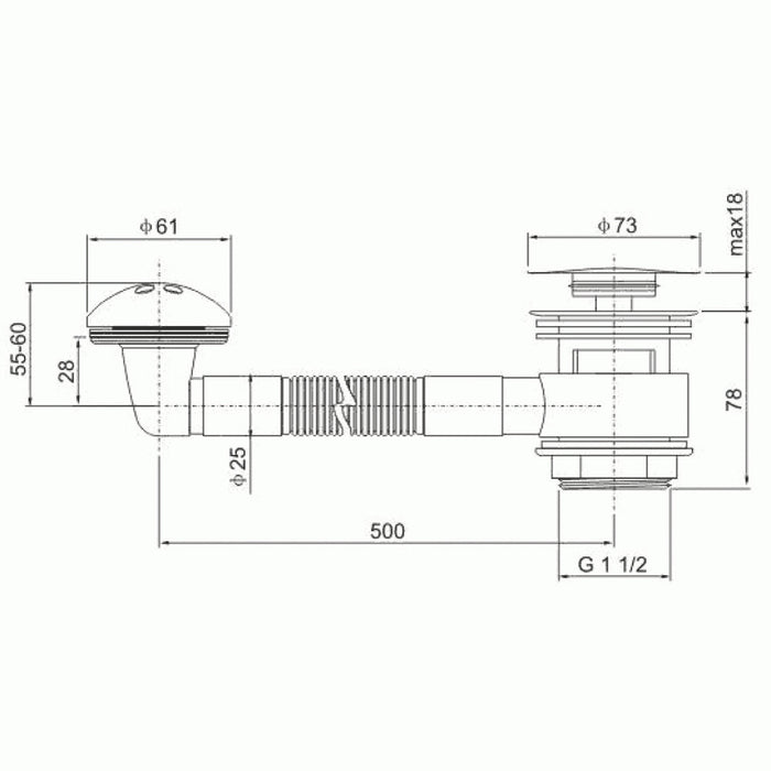 Flova Bath Clicker Waste with Overflow Chrome - Unbeatable Bathrooms