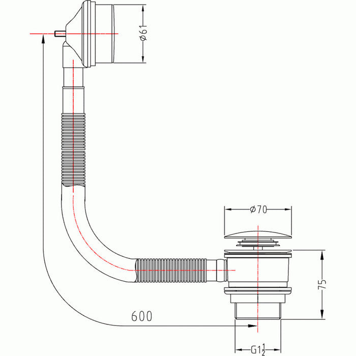 Flova Bath Haircatch Clicker Waste with Overflow - Unbeatable Bathrooms