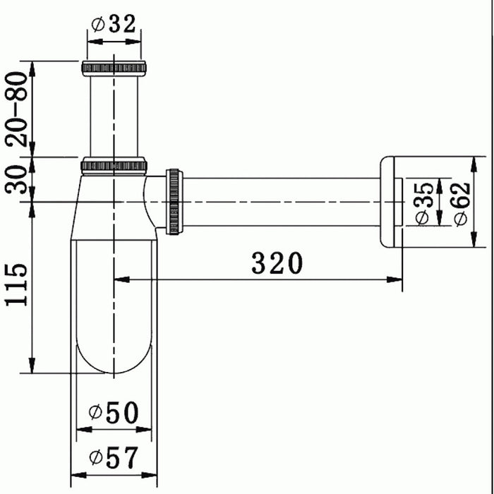 Flova Traditional Bottle Trap and Pipe - Unbeatable Bathrooms