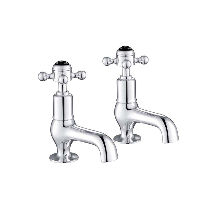 JTP Grosvenor Black Cross Cloakroom Basin Taps - Unbeatable Bathrooms