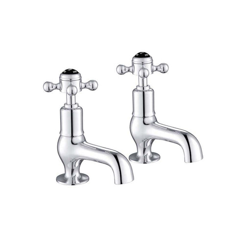 JTP Grosvenor Black Cross Cloakroom Basin Taps - Unbeatable Bathrooms