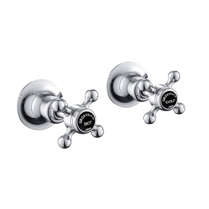JTP Grosvenor Black Cross Wall Valves - Unbeatable Bathrooms