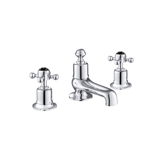 JTP Grosvenor Black Cross 3 Hole Deck Mounted Bath Filler Tap - Unbeatable Bathrooms