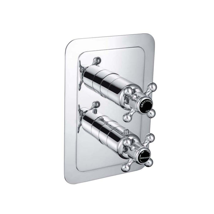 JTP Grosvenor Black Cross Thermostatic 1 Outlet Shower Valve - Unbeatable Bathrooms