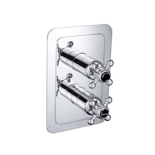 JTP Grosvenor Black Cross Thermostatic Concealed 2 Outlet 2 Controls Shower Valve - Unbeatable Bathrooms